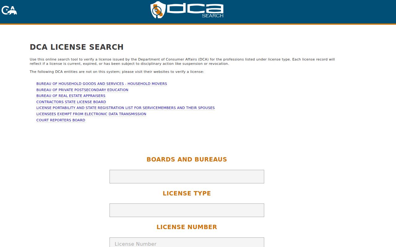 Temple City residents directory view of California professional license search