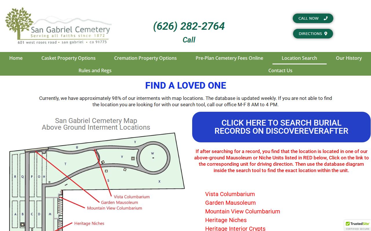 Temple City previous residents San Gabriel Cemetery search