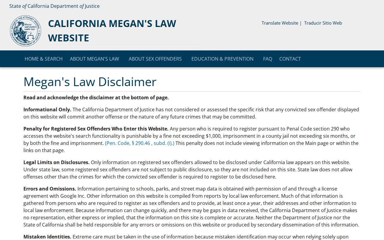 Temple City resident lookup California Megan's Law registry
