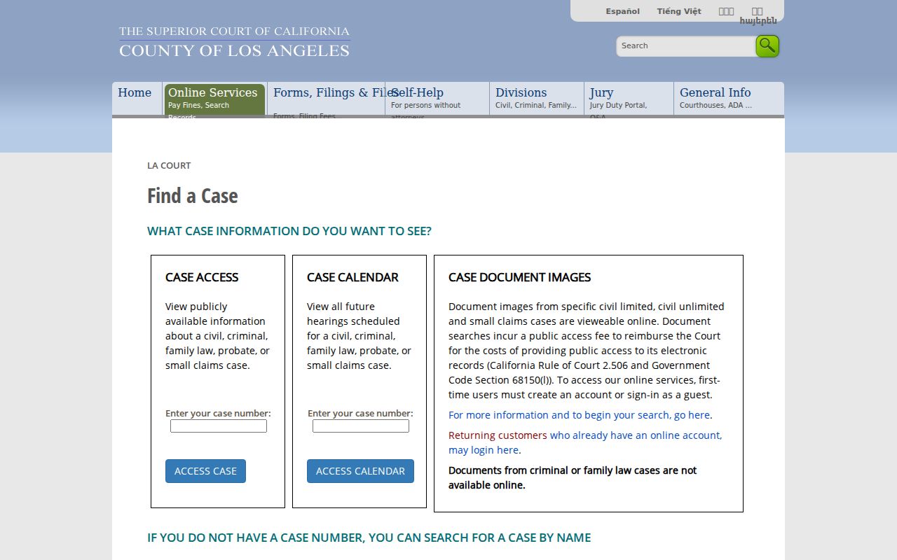 Temple City resident lookup Los Angeles Superior Court case search